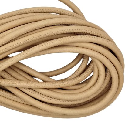 Real Round Nappa Leather Cord - Dark Cream 5mm