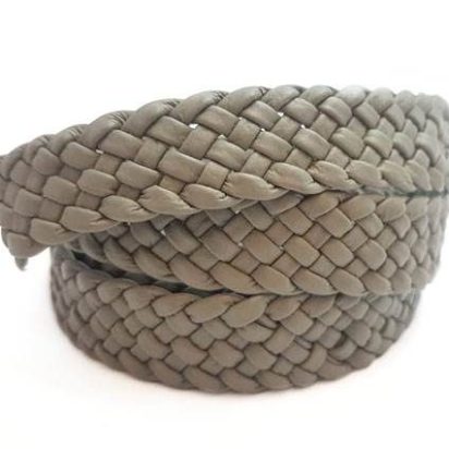 Flat Braided Nappa Leather Cords-20mm-Light Grey