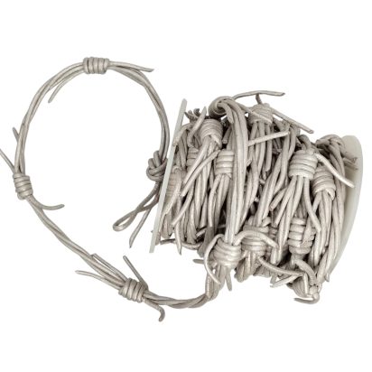 Leather cords - Barbed wire - Metallic Silver