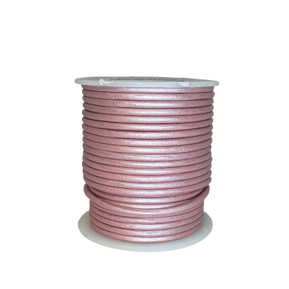 Round Leather Cord -3mm - Metallic Pastel Pink
