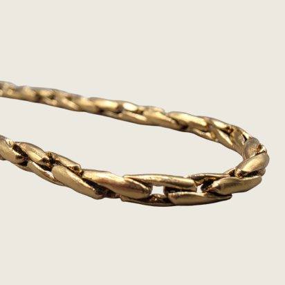 Twisted Square Boston Chain Necklace - Gold - 3mm - Item 903