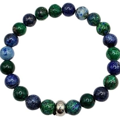 Azurite Malachite Gemstone Bracelet: Style-526 (8mm)