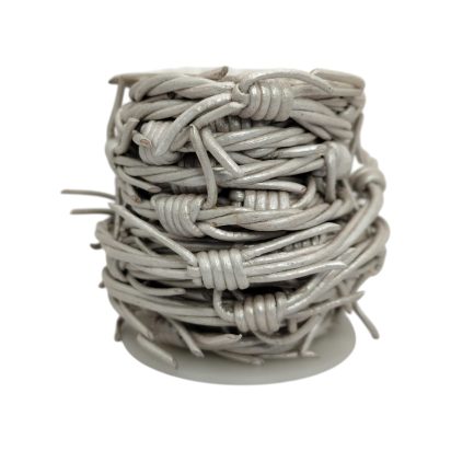Leather cords - Barbed wire - Metallic Silver