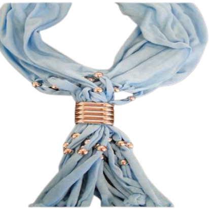 Scarf With Beads - Style 4 - Turquoise