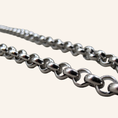 Semicircle Wire Belcher Chain Necklace - Silver - 3mm - Item 988