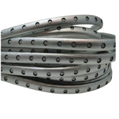 Flat Nappa with Glitter-Half Round-8MM-silver
