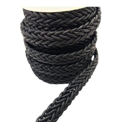 Tuscon Braided Leather Cords - 14x3.5mm - Matt Black