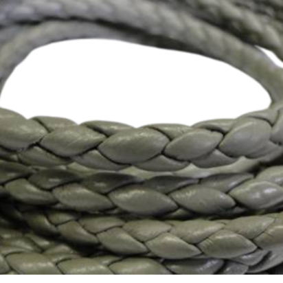 Fine Braided Nappa Leather Cords-6mm-GREY