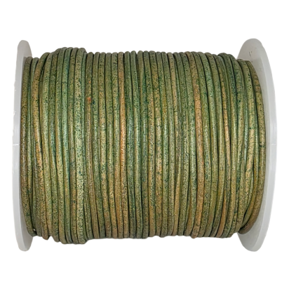 Round Leather Cord - 2mm - Vintage Green