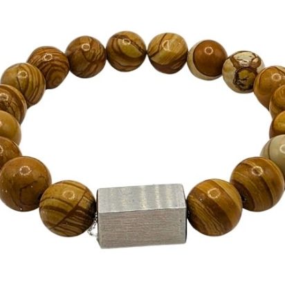 Wood Grain Gemstone Bracelet: Style-513 (8mm)