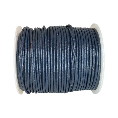 Round leather cord-2mm-Marine blue