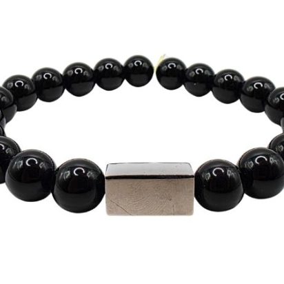 Black Onyx Gemstone Bracelet: Style-574 (10mm)