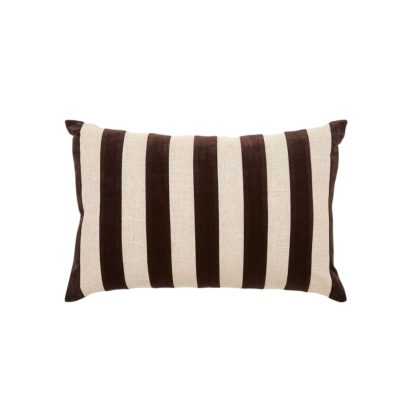 Cream and Brown Striped Cotton Cushion