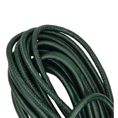 Real Round Nappa Leather Cord - Dark Green 5mm