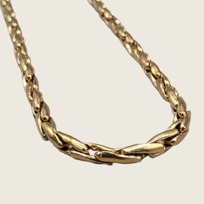 Twisted Square Boston Chain Necklace - Gold - 3mm - Item 903