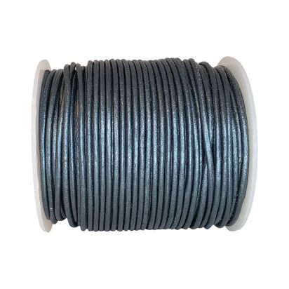 Round leather cord-2mm-Metallic Royal Blue