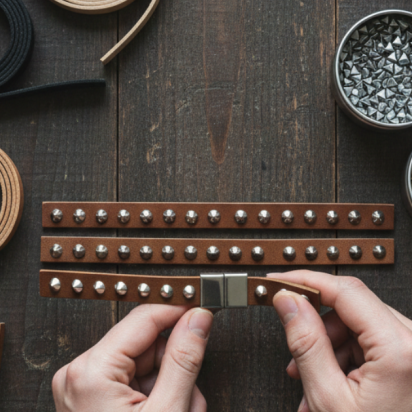 How to make a double layered flat leather studded bracelet with a magnetic clasp