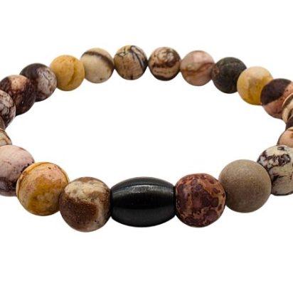 Zebra Jasper Gemstone Bracelet: Style-516 (8mm)