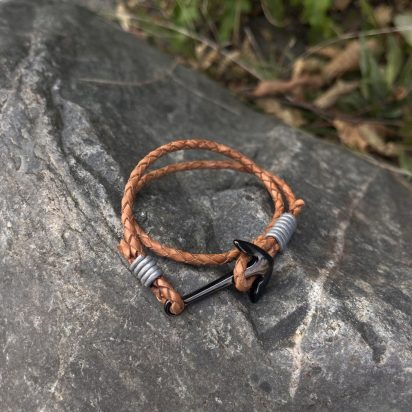 Anchor Hook Round Leather Bracelet - Style 114