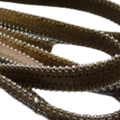 Real Nappa Flat Leather with steel balls chains-10mm-Medium Brown