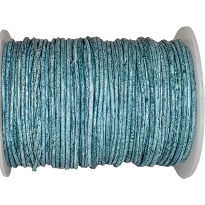 Round Leather Cord -1mm- Vintage Teal