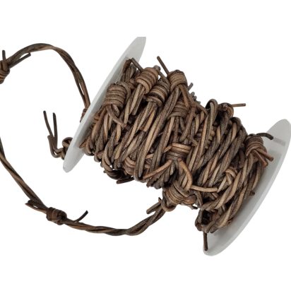 Leather cords - Barbed wire - Vintage Grey