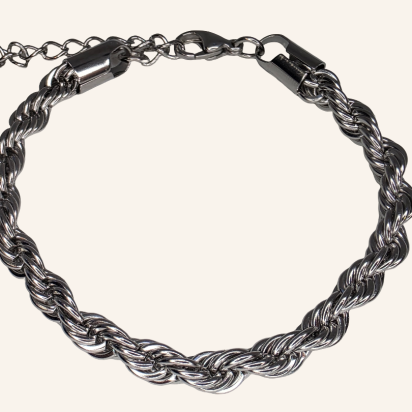 Rope Chain Bracelet - 6mm - Silver - Item 906