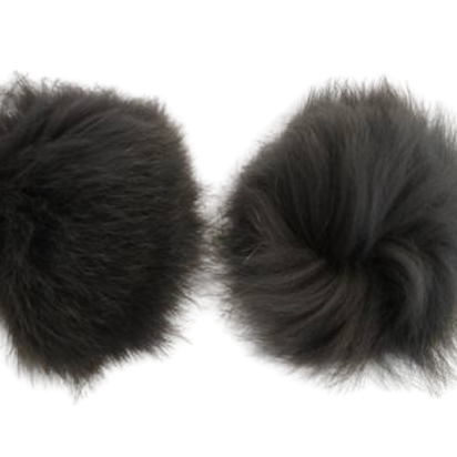 Fox Fur Pom Pom-Dark Grey-10cms