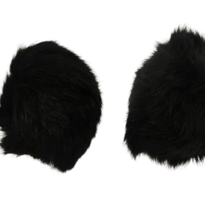 Rabbit Fur Pom Pom-Black-10cms