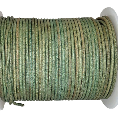 Round Leather Cord - 2mm - Vintage Green