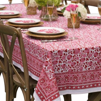 Red Patterned Waxed Tablecloth