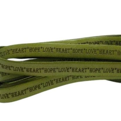 Named-Real Flat Leather-5MM-Hope Heart love - Green