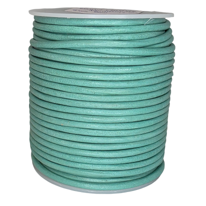 Round Leather Cord - Aquamarine - 3mm