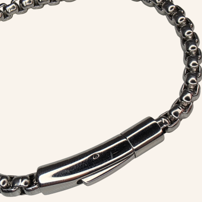 Rolo Chain Bracelet with Magnetic Clasp - 4mm - Silver