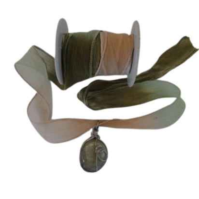 Hand dyed silk ribbons - River