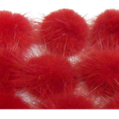 Mink Pom Pom Red