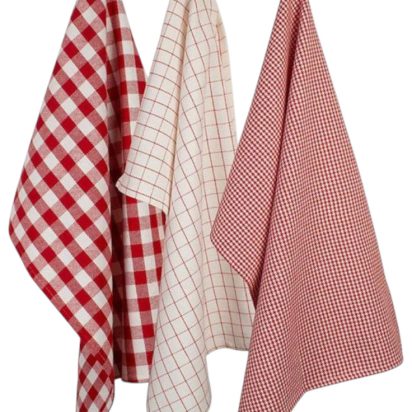 Red and White Patterned Kitchen Towels