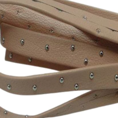 Real Nappa Leather with studs - 10mm - Pastel Pink