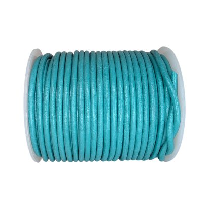 Round Leather Cord  - 3mm- Turquiose