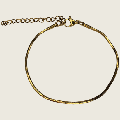 Eight Faceted Snake Chain  Bracelet - Gold - 1mm - Item 993