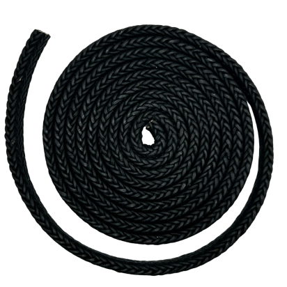 SPIRAL BRAIDED LEATHER CORDS - 11X6MM - MATT BLACK
