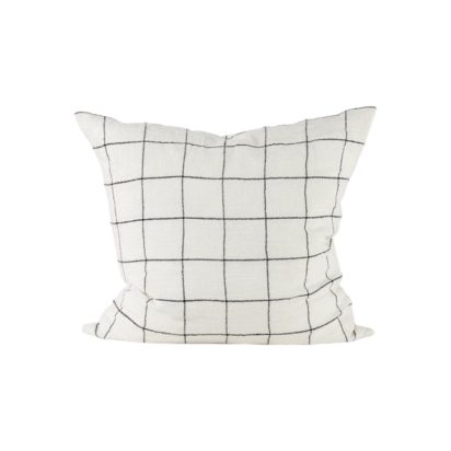 White Cotton Cushion with Squares