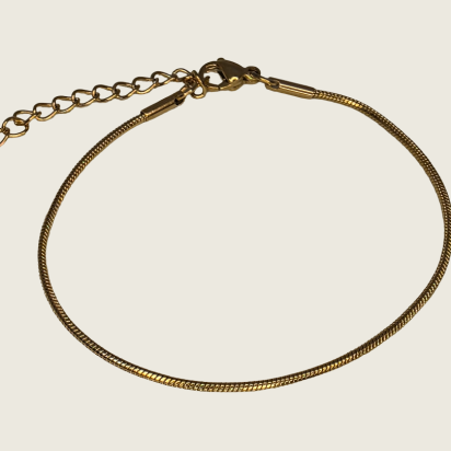 Soft Round Snake Chain Bracelet - Gold - 1mm - Item 901