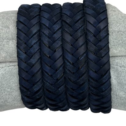 v cross braided leather cord -15mm- DARK BLUE