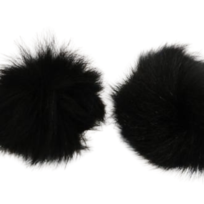 Fox Fur Pom Pom -Black-10cms