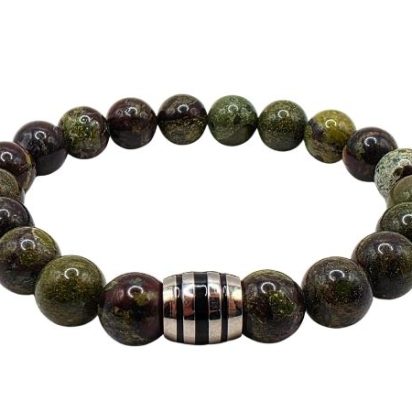 Bloodstone Gemstone Bracelet: Style-521 (10mm)