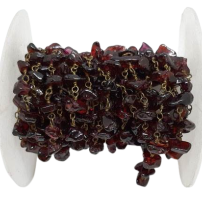 Gemstone chips chain deep red