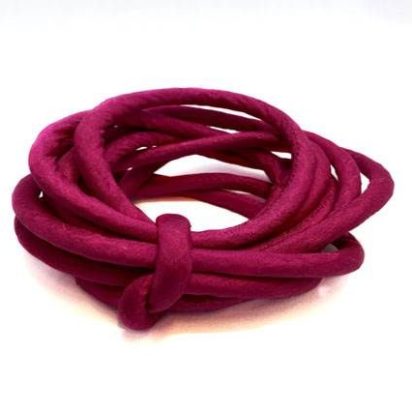 Real silk cords with inserts - 8 mm - Fuchsia Pink