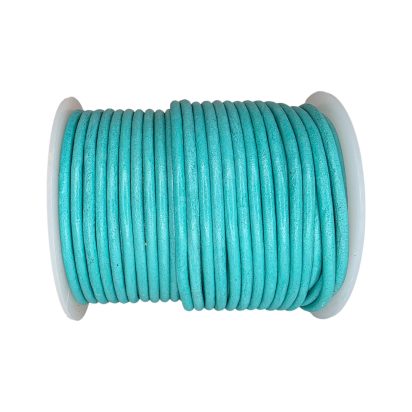 Round Leather Cord - Light Turquoise - 3mm