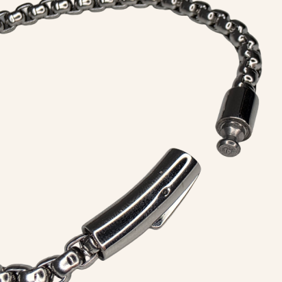 Rolo Chain Bracelet with Magnetic Clasp - 4mm - Silver